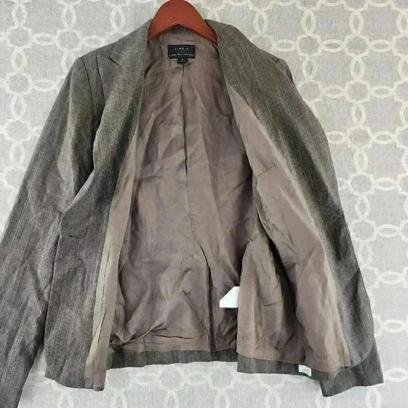 Cambia Mark Shale Virgin Wool Brown Striped Blazer Women's 6 - Picture 7 of 11